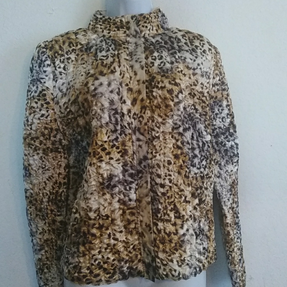 Ruby Rd ruffled leopard blazer L - Picture 2 of 5